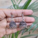 Silver Plated Jhumki Hook Dangler Earrings with Traditional Ghungroo Detailing for Women