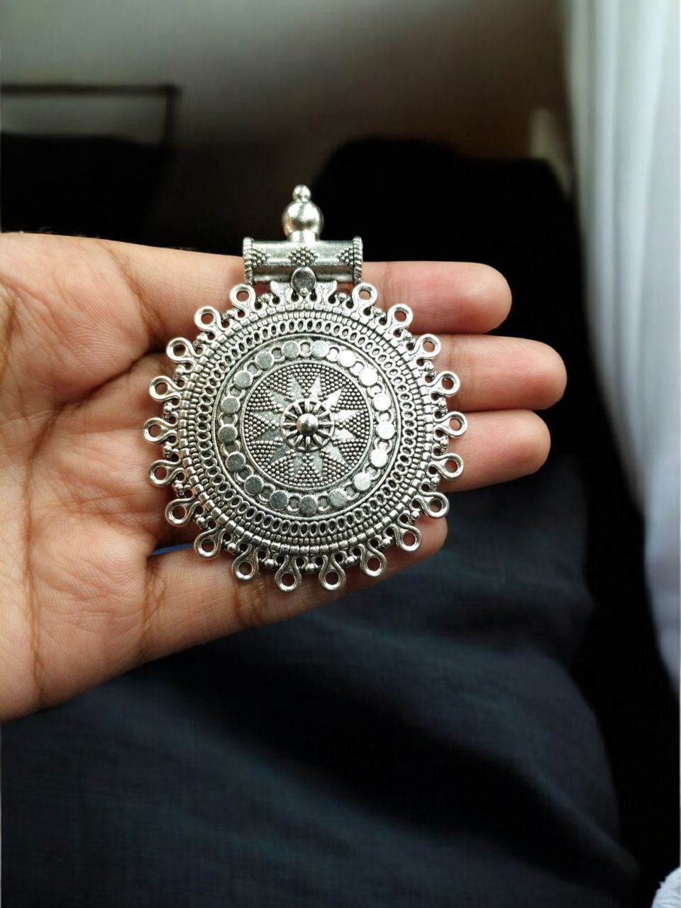 Round Shape German Silver Pendant for DIY Jewelry Making Raw Material Craft Supplies 2 Round Shape German Silver Pendant for DIY Jewelry Making Raw Material Craft Supplies - Image 2