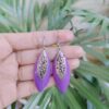Silver Plated Floral Art Leaf Shape Hook Earrings with Elegant Stone Work Design