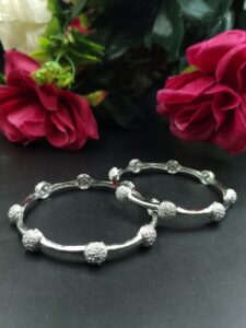 Unique Design Silver Plated Bangle for Women Elegant Traditional Partywear Jewelry