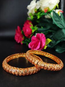 Festive Wear Gold Plated Bangle with Elegant Stone Work Design