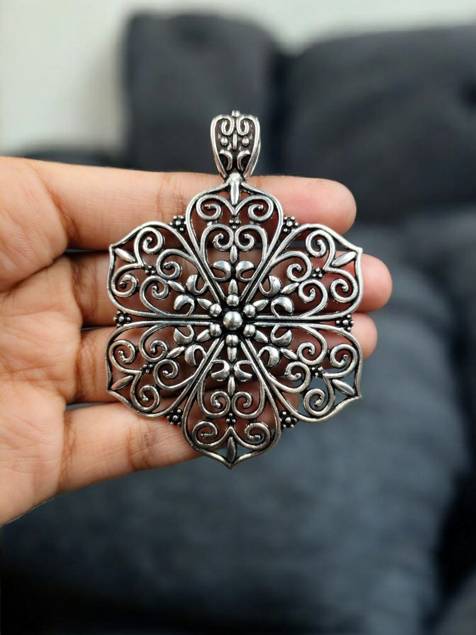 Beautiful Flower Charm Traditional Look Silver Plated German Silver for Premium DIY Jewelry Making 2 Beautiful Flower Charm Traditional Look Silver Plated German Silver for Premium DIY Jewelry Making - Image 2