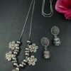 Flower Charm Oxidized German Silver Chain Necklace Set for Women Traditional Ethnic Jewelry 3 photo 55 2025 12 11 11 51 58