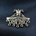 Antique Peacock Stone Work Silver Plated German Silver Statement Charm for Designer DIY Jewelry Making