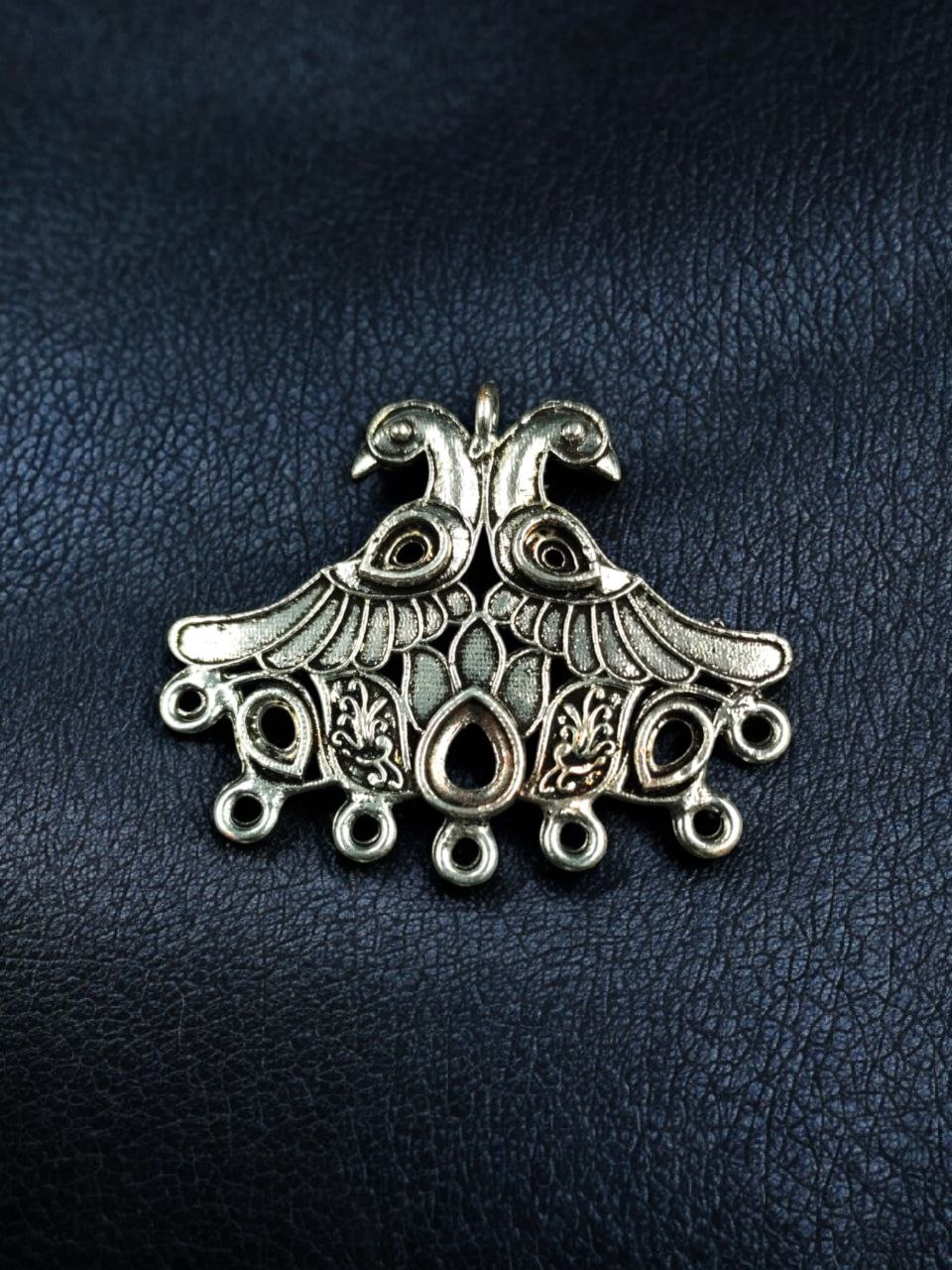 Antique Peacock Stone Work Silver Plated German Silver Statement Charm for Designer DIY Jewelry Making 1 Antique Peacock Stone Work Silver Plated German Silver Statement Charm for Designer DIY Jewelry Making