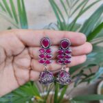 Beautiful Oxidized Jhumki Dangler Earrings with Elegant Stone Work for Women