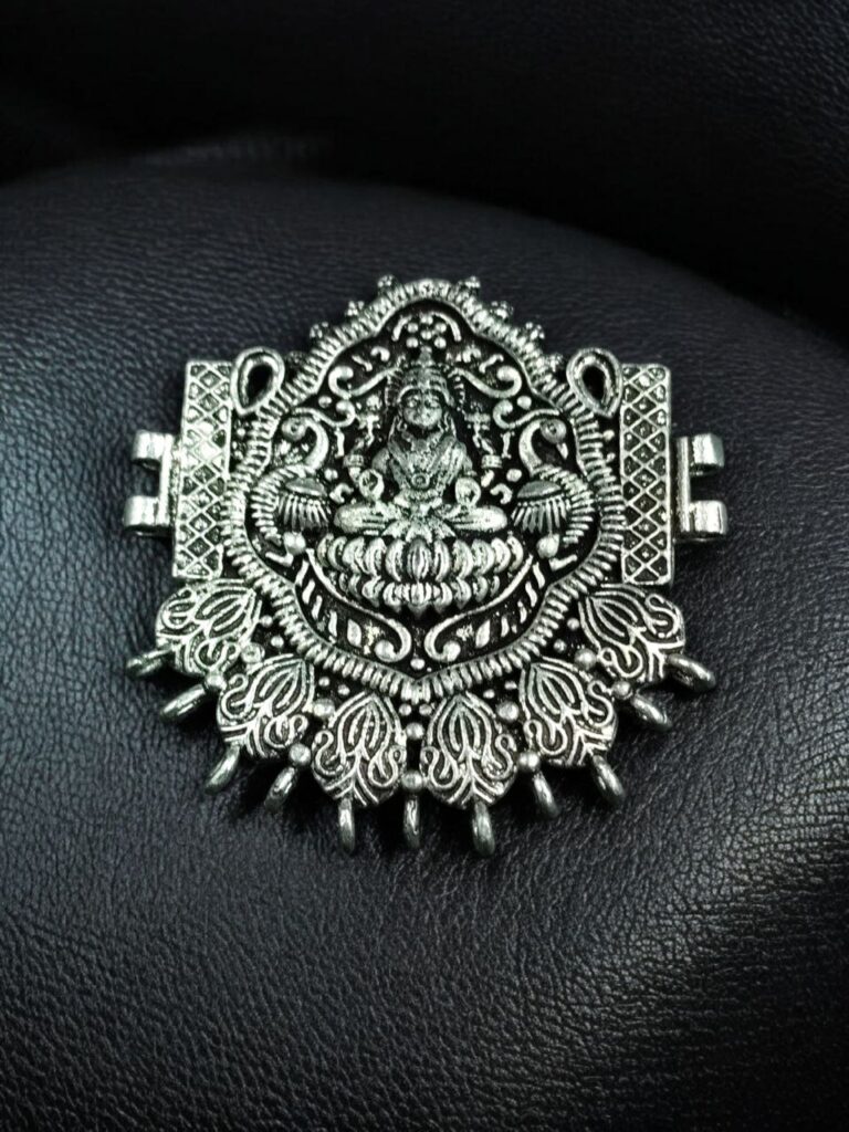 Lord Lakshmi Pendant German Silver DIY Jewellery Raw Material for Handmade Craft Projects
