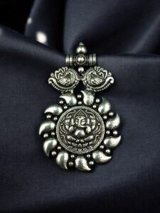 Peacock Ganesha Design German Silver Pendant Raw Material for DIY Jewelry Making Craft Supplies