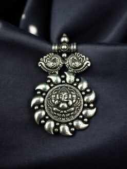 Peacock Ganesha Design German Silver Pendant Raw Material for DIY Jewelry Making Craft Supplies