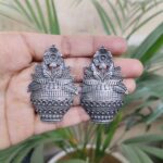 Beautiful Flower Pot Design Silver Plated Stud Earrings with Traditional Look