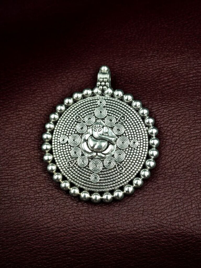 Lord Ganesha Religious German Silver DIY Raw Material Pendant for Jewelry Making