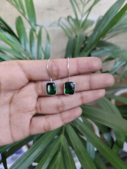 Silver Plated Hook Earrings with Beautiful Stone Work for Women’s Stylish Look