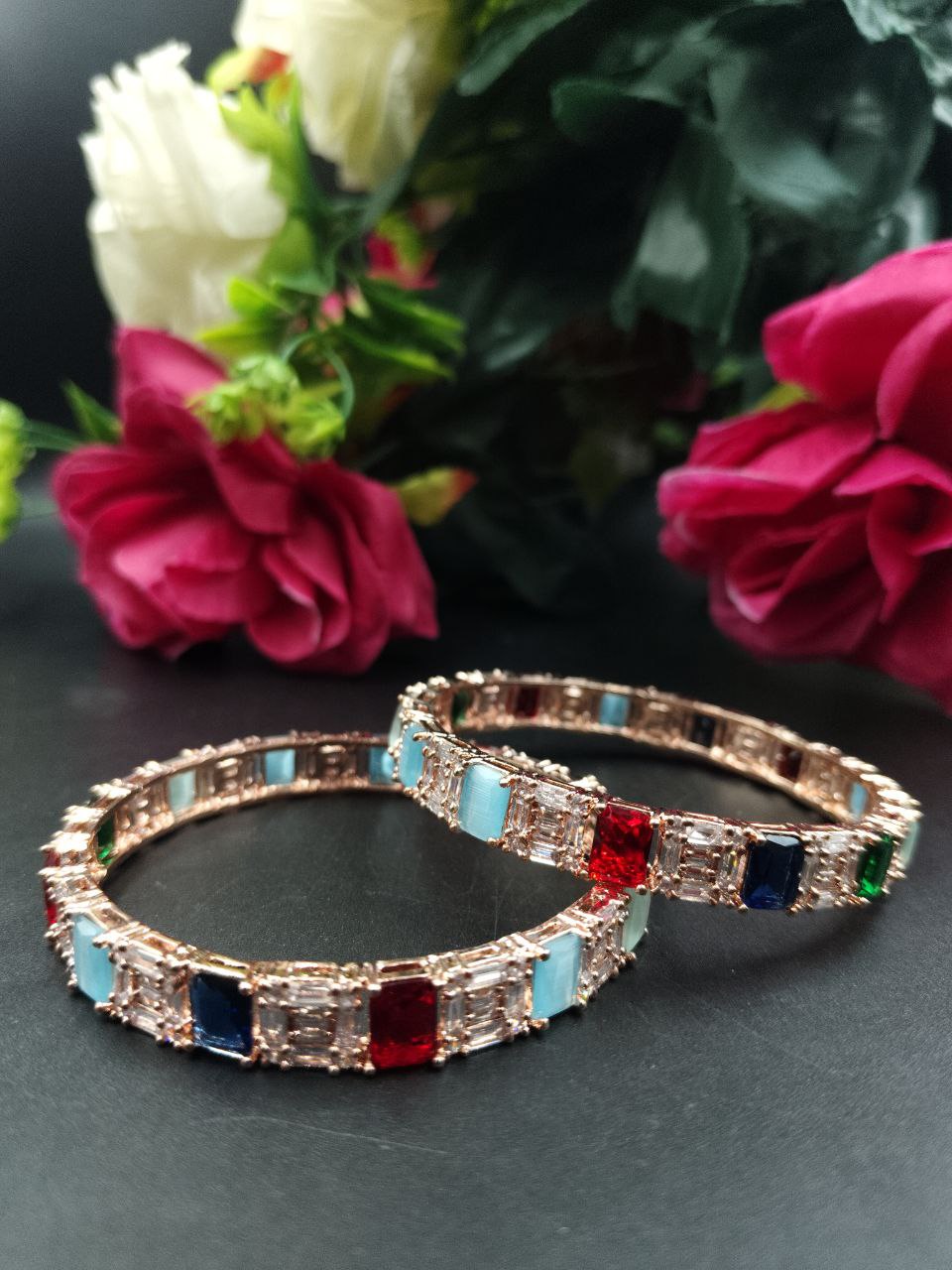 Fashionable AD Stone Work Bangle for Women Elegant Stylish Partywear Jewelry 1 Fashionable AD Stone Work Bangle for Women Elegant Stylish Partywear Jewelry