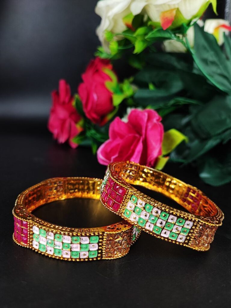 Elegant Gold Plated Meenakari Bangle with Traditional Handcrafted Designer Look