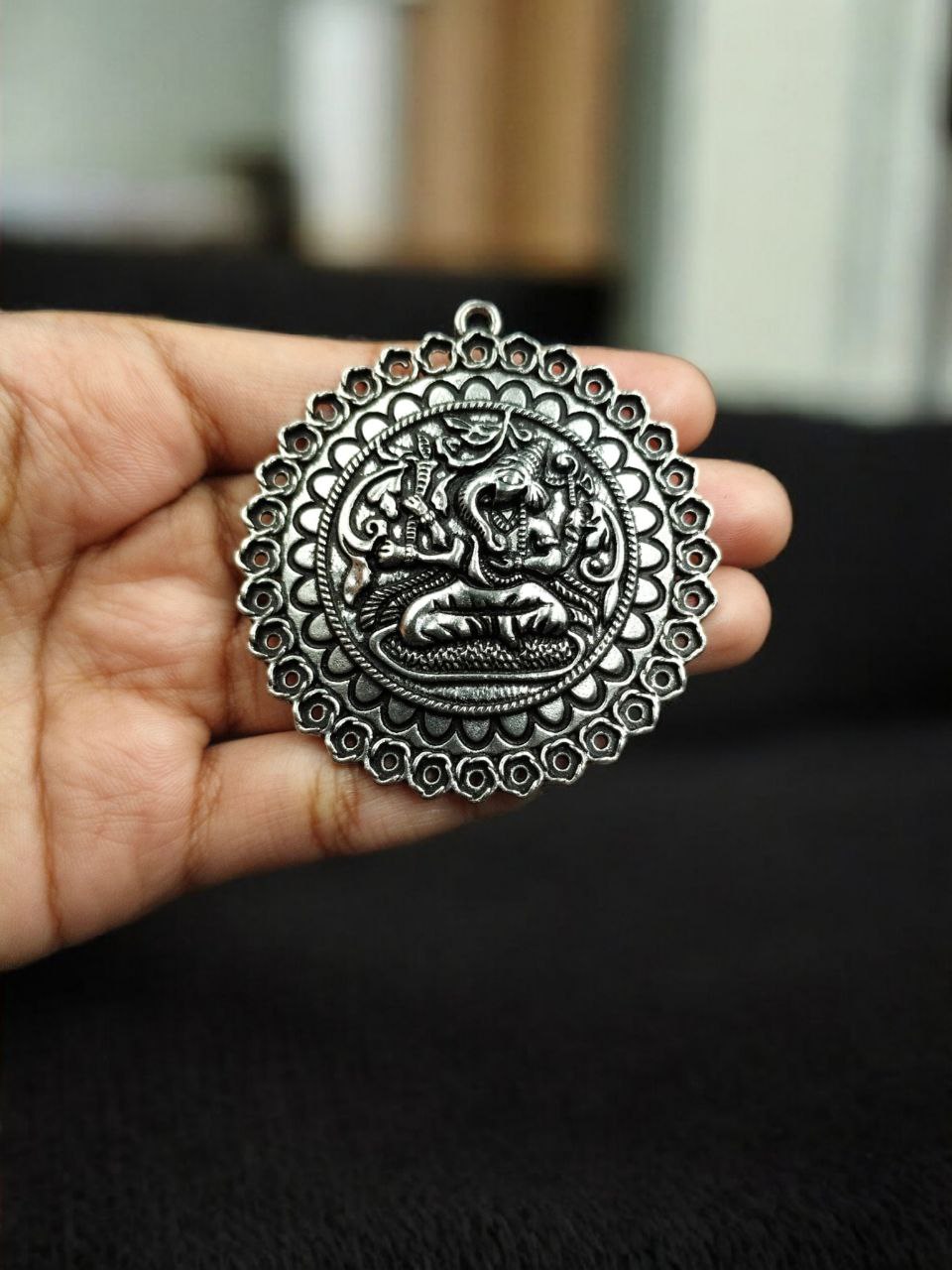 Ganesha Floral Art German Silver Pendant for DIY Jewelry Making Raw Material Craft Supplies 2 Ganesha Floral Art German Silver Pendant for DIY Jewelry Making Raw Material Craft Supplies - Image 2