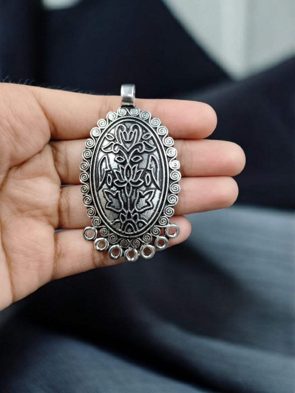 Lotus Design German Silver Pendant Raw Material for DIY Jewelry Making Craft Supplies 2 Lotus Design German Silver Pendant Raw Material for DIY Jewelry Making Craft Supplies - Image 2