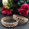 Gold Plated AD Stone Work Amazing Bangle for Women Elegant Partywear Jewelry