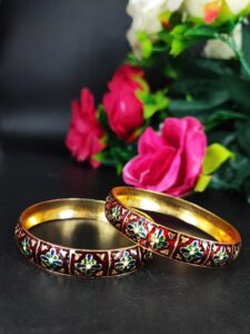 Flower Design Meenakari Bangle with Traditional Handcrafted