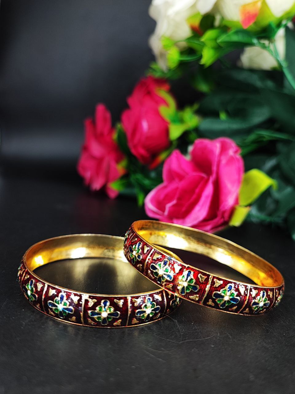 Flower Design Meenakari Bangle with Traditional Handcrafted 1 Flower Design Meenakari Bangle with Traditional Handcrafted