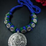 German Silver Peacock Design Necklace with Adjustable Thread for Women’s Traditional Ethnic Style