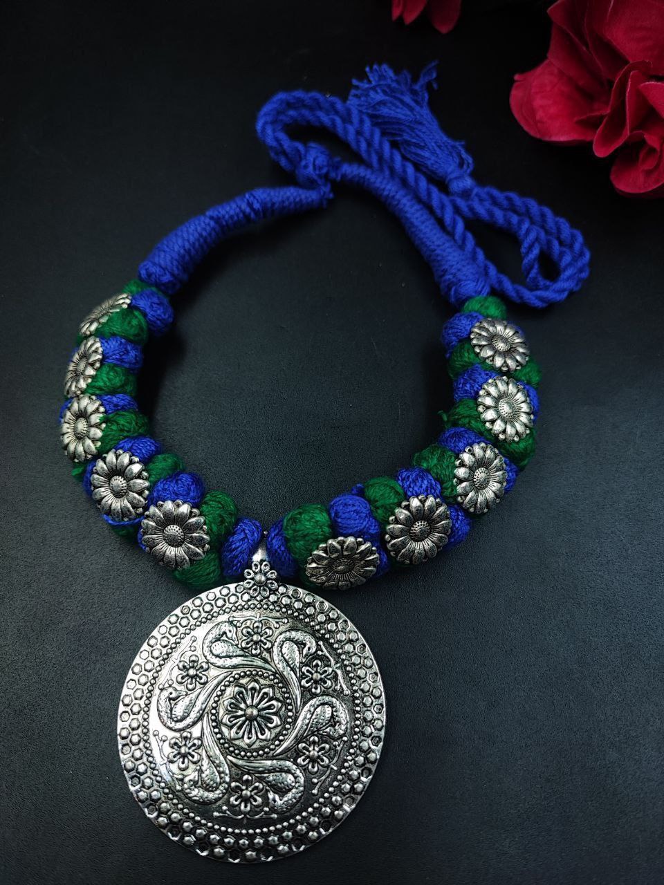 German Silver Peacock Design Necklace with Adjustable Thread for Women’s Traditional Ethnic Style 1 German Silver Peacock Design Necklace with Adjustable Thread for Women’s Traditional Ethnic Style