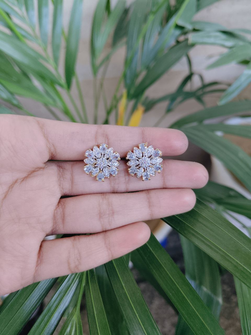 Gold Plated Crystal Floral Stud Earrings with Elegant Flower Design for Women 1 Gold Plated Crystal Floral Stud Earrings with Elegant Flower Design for Women