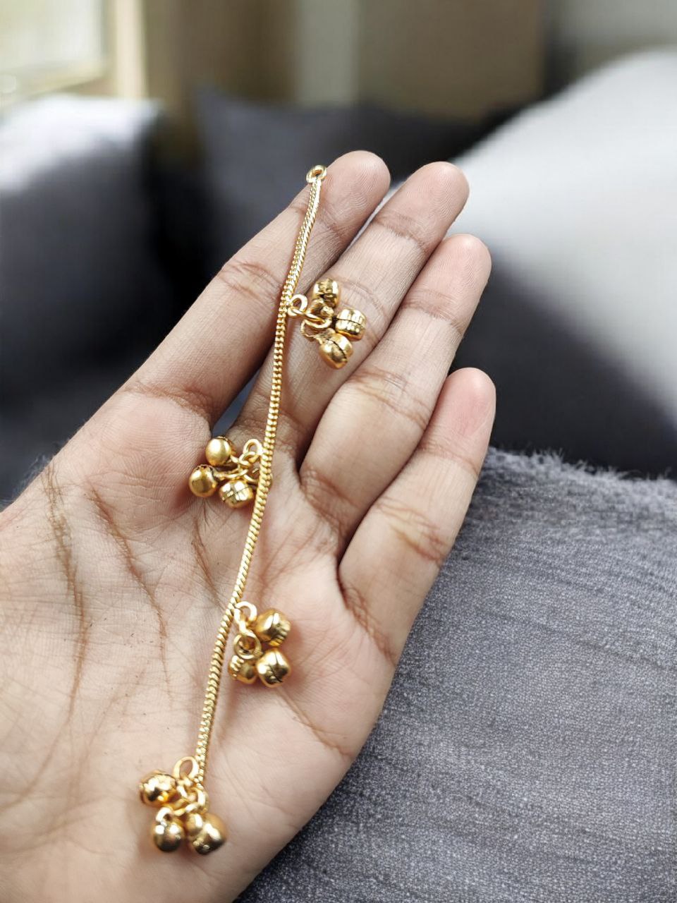 Gold Plated Kashmiri Earring DIY Parts Raw Material Chain & Ghungroo 2 Gold Plated Kashmiri Earring DIY Parts Raw Material Chain & Ghungroo - Image 2