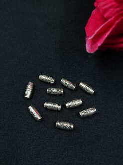 Antique Design Cylindrical Shape German Silver DIY Raw Material for Jewelry Making Craft Supplies (10 piece)