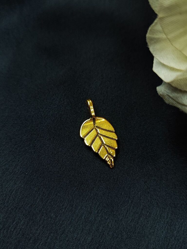 Leaf Design Gold Plated German Silver Charm Raw Material for DIY Jewelry