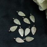 Elegant Leaf Motif German Silver Charm Raw Material for DIY Jewelry Making (10 piece)