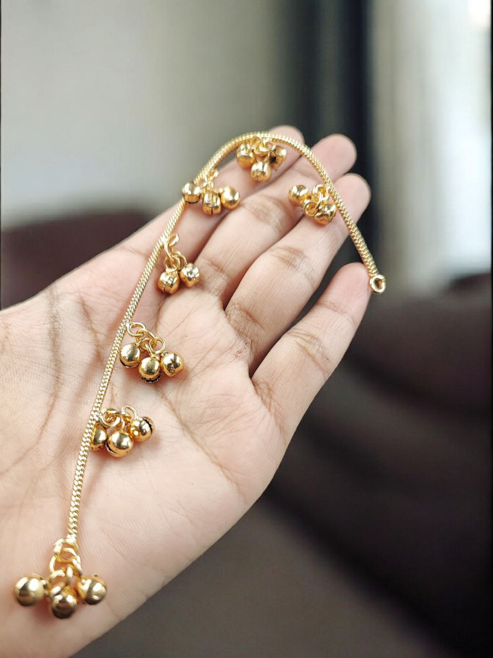 DIY Jewelry Crafting Kashmiri Earring Raw Material with Gold Plated Chain and Ghungroo 2 DIY Jewelry Crafting Kashmiri Earring Raw Material with Gold Plated Chain and Ghungroo - Image 2