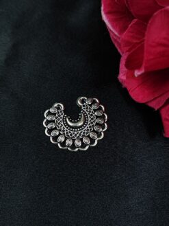 Half Moon Design German Silver Charm with Pearl Work Raw Material for DIY Jewelry Making