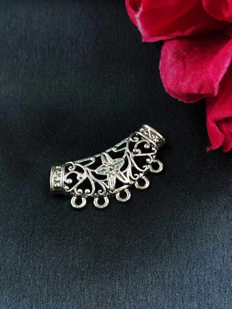 Antique Floral Art German Silver Charm Raw Material for Traditional DIY Jewelry Making