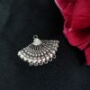Half Round Design German Silver Charm with Pearl Work Raw Material for DIY Jewelry Making