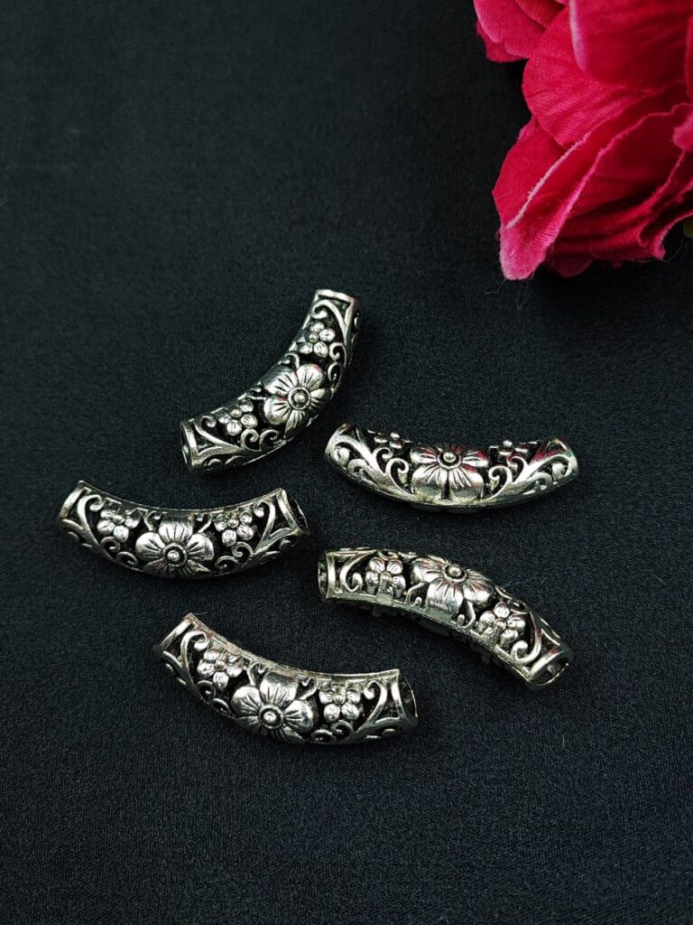 Ethnic Flower Design German Silver DIY Raw Material for Jewelry Making Craft Supplies  (5 piece)