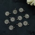 Handcrafted Flowerl Motif German Silver Charm Raw Material for DIY Jewelry Making (10 piece)