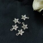 Decorative Flower Pattern German Silver Charm Raw Material for DIY Jewelry Making (5 piece)