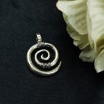 Round Design Oxidized Silver Charm Pendant for DIY Jewelry Making