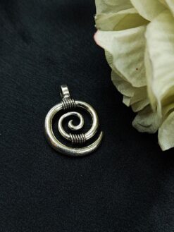 Round Design Oxidized Silver Charm Pendant for DIY Jewelry Making