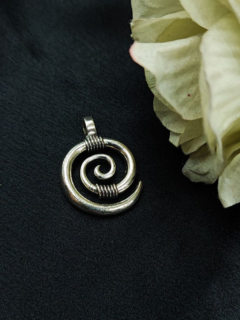 Round Design Oxidized Silver Charm Pendant for DIY Jewelry Making