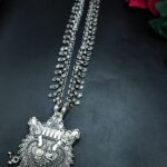 Tribal Look Boho Style Peacock Design Silver Plated Necklace with Ethnic Charm
