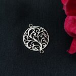 Simple Round Shape Floral Art Ethnic Look German Silver Charm Raw Material