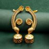 Flower design gold plated jhumka earcuff with stone work