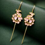 Handcrafted Peacock Meenakari Earcuff | Gold Plated Daily Wear Amazing Jewelry - "Baby Pink"
