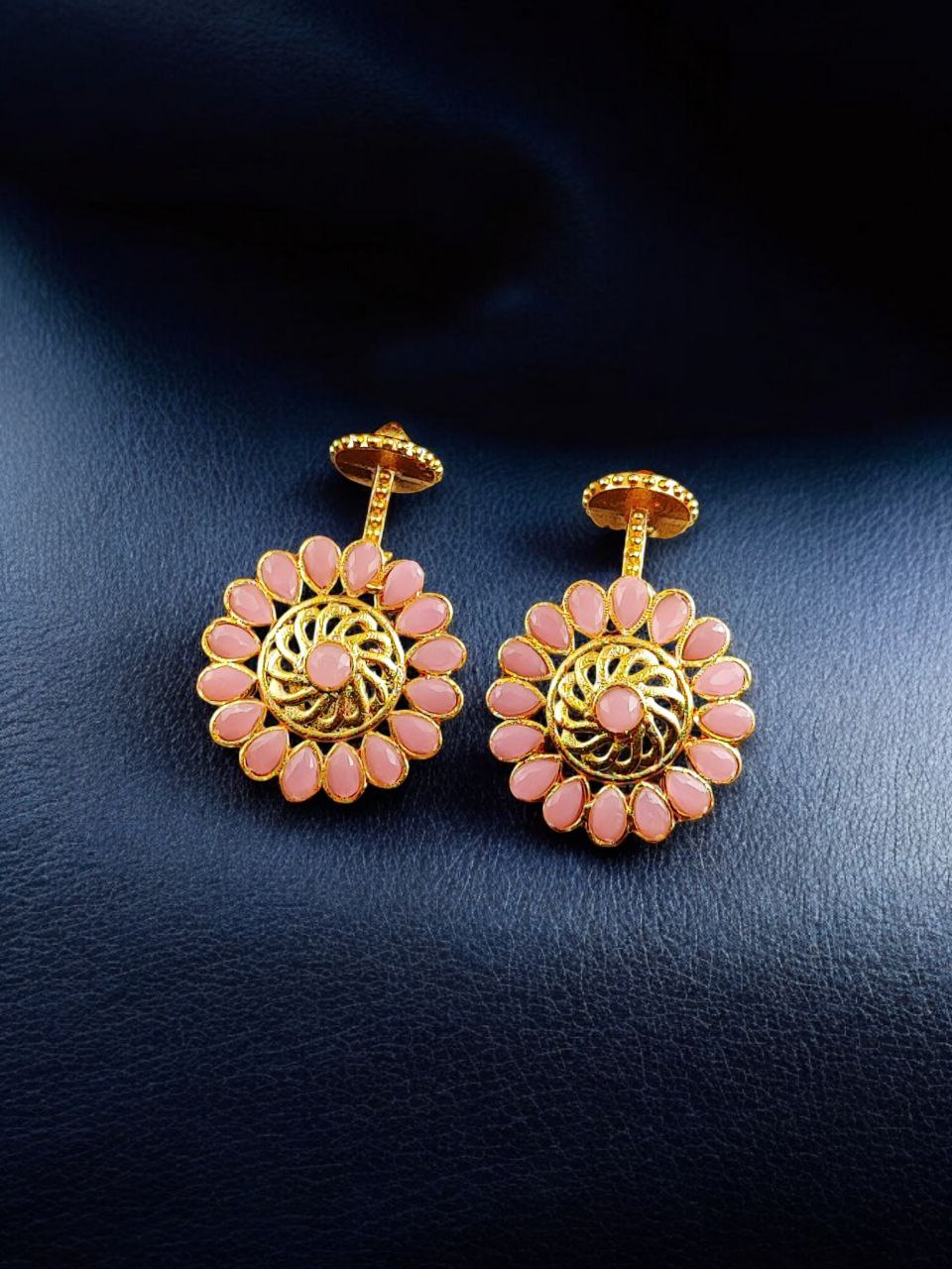 Traditional Gold Plated Bugadi Earrings | Elegant Stone Work Best Designer Jewelry 2 Gold plated traditional bugadi earrings with elegant stone work