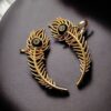 Gold plated peacock feather meenakari earcuff with stone work