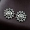Lightweight flower design earrings oxidized silver replica stud