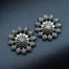 Lightweight Flower Design Earrings | Best Oxidized Silver Replica Daily Use Stud Jewelry 7 Lightweight flower design oxidized silver replica stud earrings