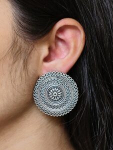 Beautiful Design Oxidized Stud Earrings | Silver Replica Daily Use Jewelry