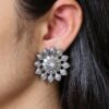 Lightweight Flower Design Earrings | Best Oxidized Silver Replica Daily Use Stud Jewelry 9 Lightweight flower design earrings oxidized silver replica stud